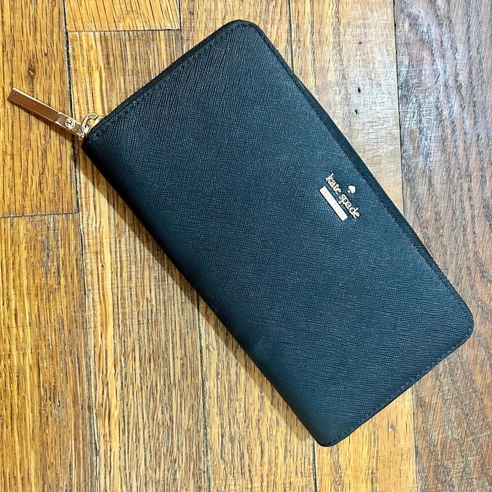 Kate Spade Black Leather Wallet, Used Very Good Condition